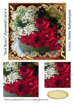 Red Roses Pyramid Card 8