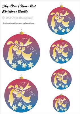 Sky-blue Neon-red Christmas Bauble