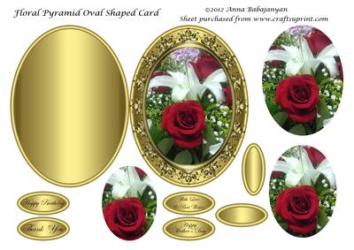 Floral Pyramid Oval Shaped Card