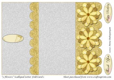 3 Flowers Scalloped Letter Fold Card 1