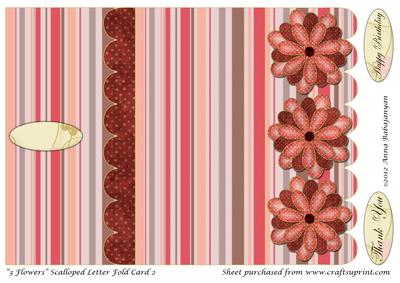 3 Flowers Scalloped Letter Fold Card 2