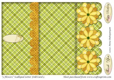 3 Flowers Scalloped Letter Fold Card 3