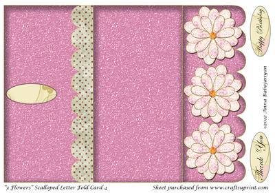 3 Flowers Scalloped Letter Fold Card 4