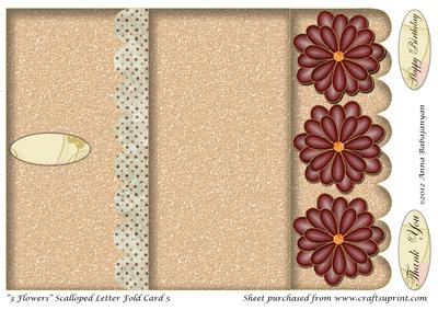 3 Flowers Scalloped Letter Fold Card 5