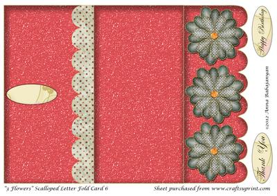 3 Flowers Scalloped Letter Fold Card 6
