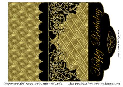 Happy Birthday Fancy Swirls Letter Fold Card 2