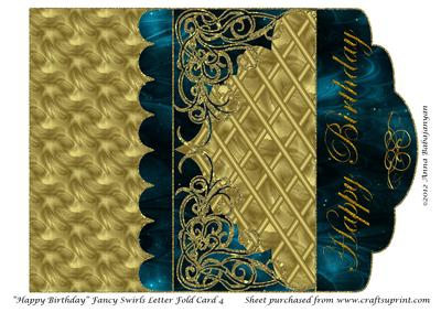 Happy Birthday Fancy Swirls Letter Fold Card 4