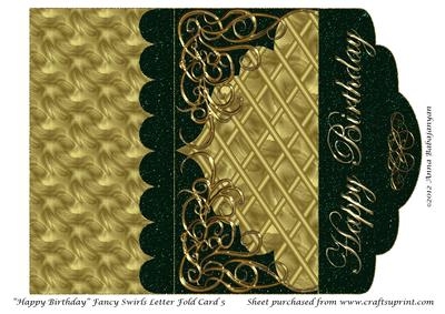 Happy Birthday Fancy Swirls Letter Fold Card 5