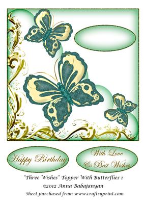 Three Wishes Topper with Butterflies 1