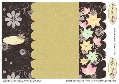 Floral Scalloped Letter Fold Card