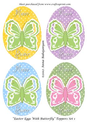 Easter Eggs with Butterfly Toppers Set 1