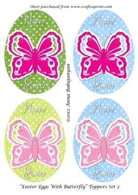 Easter Eggs with Butterfly Toppers Set 2