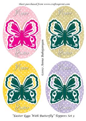 Easter Eggs with Butterfly Toppers Set 3