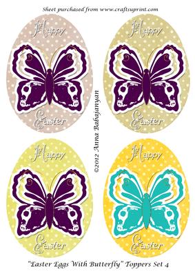 Easter Eggs with Butterfly Toppers Set 4
