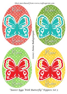 Easter Eggs with Butterfly Toppers Set 5