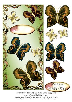 Beautiful Butterflies Tall Card Topper 2