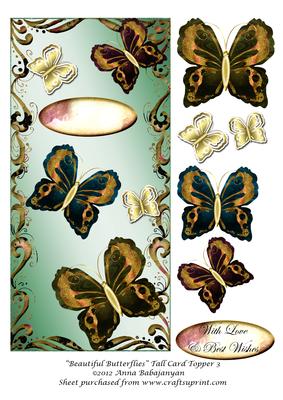 Beautiful Butterflies Tall Card Topper 3
