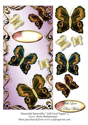 Beautiful Butterflies Tall Card Topper 4
