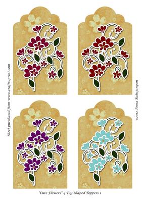 Cute Flowers 4 Tag Shaped Toppers 1
