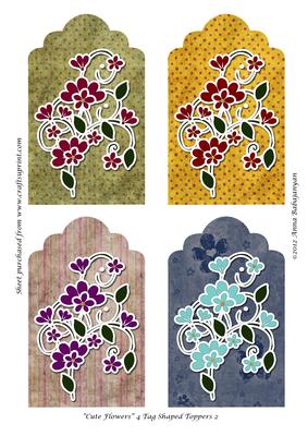 Cute Flowers 4 Tag Shaped Toppers 2