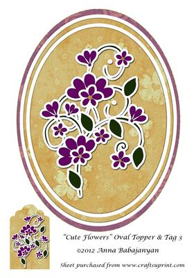 Cute Flowers Oval Topper & Tag 3