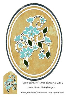 Cute Flowers Oval Topper & Tag 4