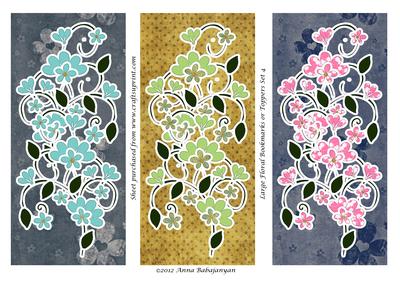 Large Floral Bookmarks or Toppers Set 4
