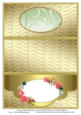 Letter Fold Aperture Card with Flowers & Butterflies 1