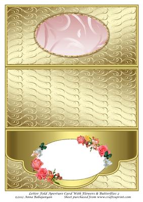 Letter Fold Aperture Card with Flowers & Butterflies 2