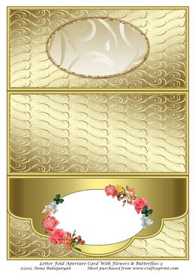 Letter Fold Aperture Card with Flowers & Butterflies 3
