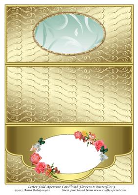 Letter Fold Aperture Card with Flowers & Butterflies 5