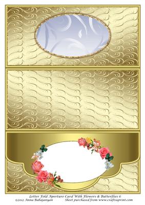 Letter Fold Aperture Card with Flowers & Butterflies 6