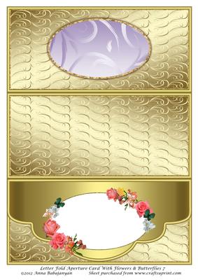 Letter Fold Aperture Card with Flowers & Butterflies 7