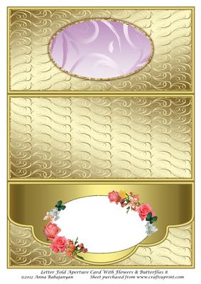 Letter Fold Aperture Card with Flowers & Butterflies 8