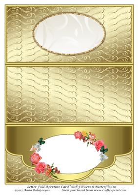 Letter Fold Aperture Card with Flowers & Butterflies 10