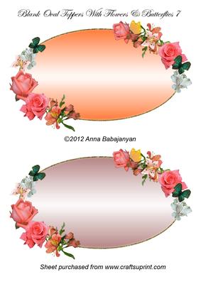 Blank Oval Toppers with Flowers & Butterflies 7