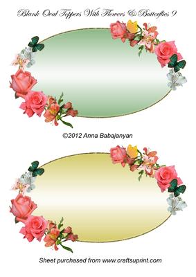 Blank Oval Toppers with Flowers & Butterflies 9