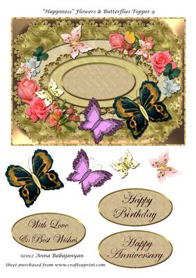 Happiness Flowers & Butterflies Topper 9