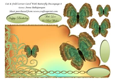 Cut & Fold Corner Card with Butterfly Decoupage 8