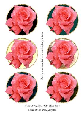 Round Toppers with Rose Set 1