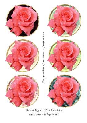 Round Toppers with Rose Set 2