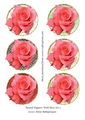 Round Toppers with Rose Set 3