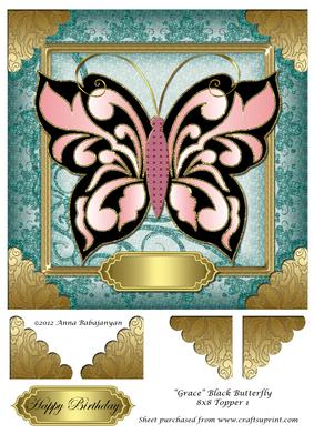 Grace Black Butterfly 8x8 Topper 1