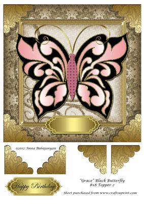 Grace Black Butterfly 8x8 Topper 2