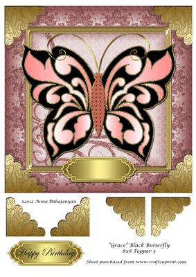 Grace Black Butterfly 8x8 Topper 3