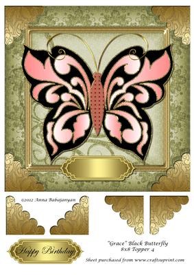 Grace Black Butterfly 8x8 Topper 4