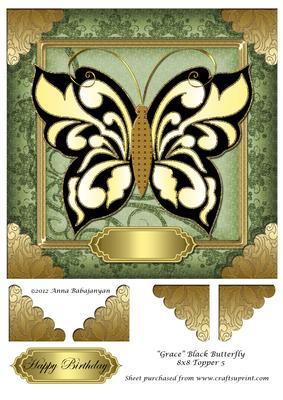 Grace Black Butterfly 8x8 Topper 5