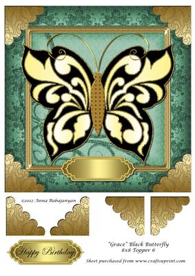 Grace Black Butterfly 8x8 Topper 6