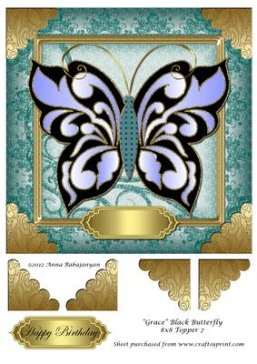 Grace Black Butterfly 8x8 Topper 7