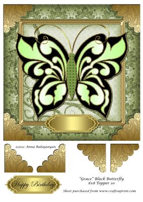 Grace Black Butterfly 8x8 Topper 10